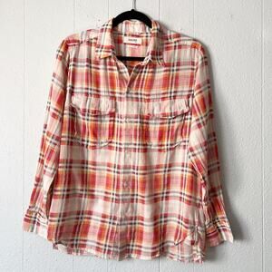 Golden TNA Plaid Gauzy Cotton Shirt Womens Small Western Country Rodeo Cowgirl